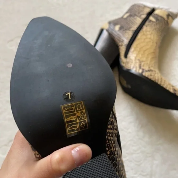 SOLD Jeffrey Campbell x Free People Flynn Leather Snakeskin Heeled Booties - Picture 7 of 7